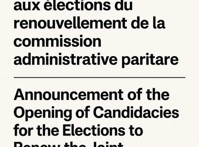 Annonce de l'ouverture des candidatures aux élections du renouvellement de la commission administrative paritaire