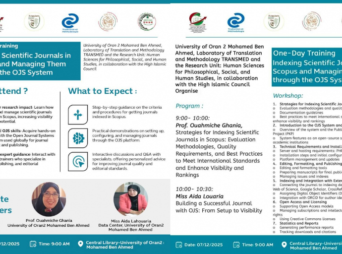 One-Day Training: Indexing Scientific Journals in Scopus &amp; Managing Them through the OJS System