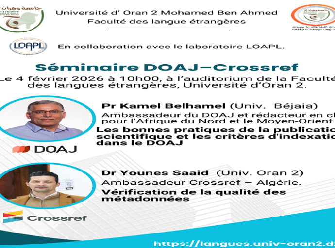 Le Laboratoire LOAPL organise le séminaire DOAJ–Crossref