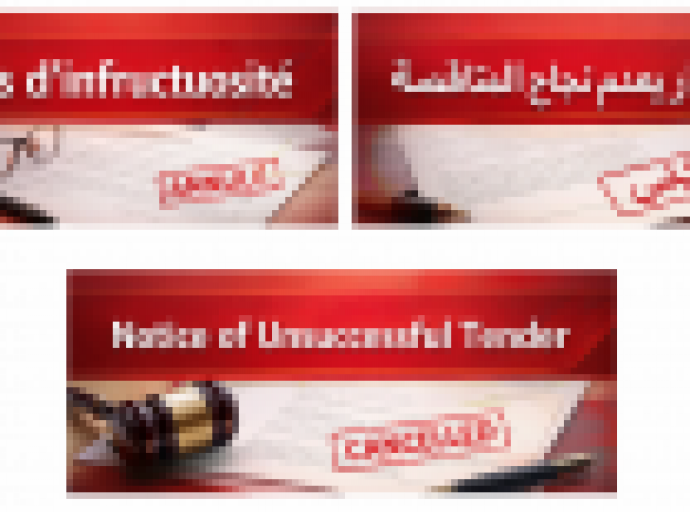 اعلان عن عدم جدوى المتضمن تنظيم الصفقات العمومية و تفويضات المرفق العام 
